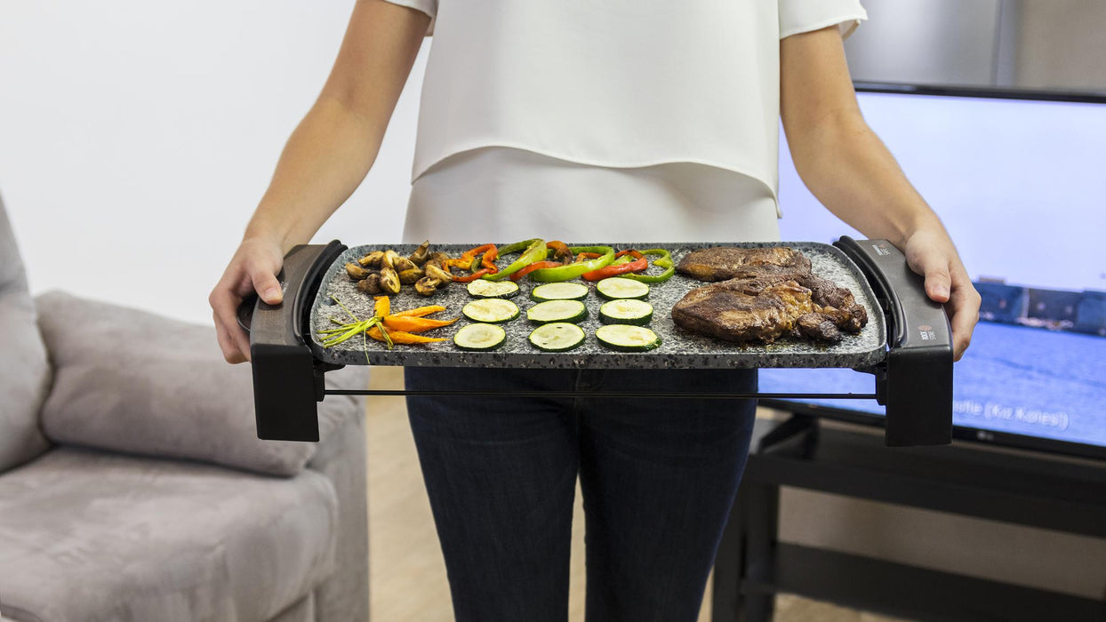 Grătar electric Cecotec Rock and Water 2500, 2150 W, suprafață de gătit 45 × 25 cm, oțel