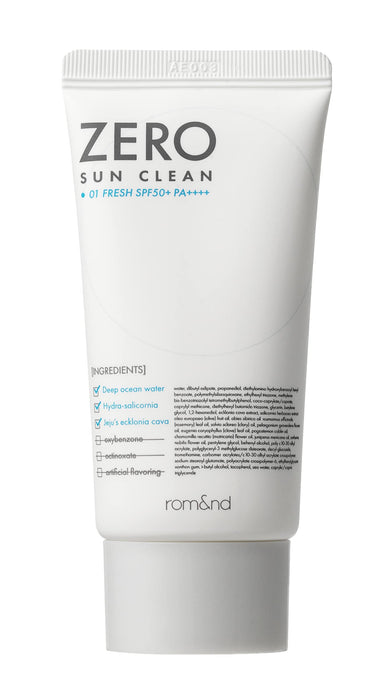 Cremă de protecție solară pentru față Rom&nd Zero Sun Clean, pentru toate tipurile de piele, SPF 50+, 50 ml