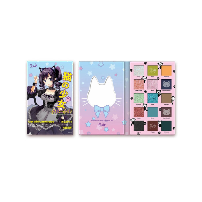 Paletă de farduri de pleoape Rude Cosmetics Cat Girl Chronicles, 15 nuanțe