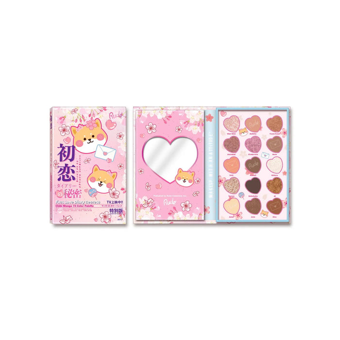 Paletă de farduri de ochi Rude Cosmetics First Love Diary Secrets, 15 nuanțe