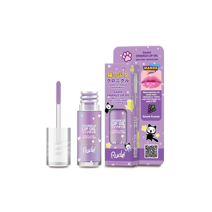 Ulei de buze Rude Cosmetics Grape Sparkle, cu efect strălucitor, aromă de struguri, 4 ml