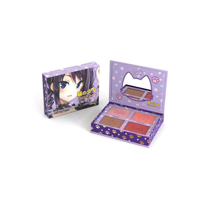 Paletă de machiaj pentru față Rude Cosmetics Purr-fect Neko, multifuncțională, 4 nuanțe