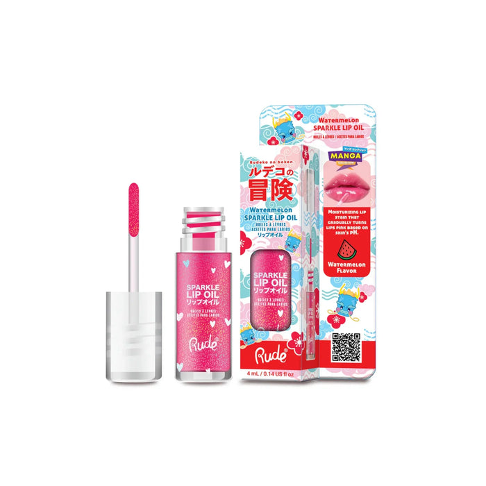 Ulei de buze Rude Cosmetics Watermelon Sparkle, cu particule strălucitoare, 4 ml
