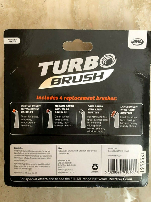 Set 4 perii de rezervă JML Turbo Brush, capete de curățare sonică pentru spații greu accesibile