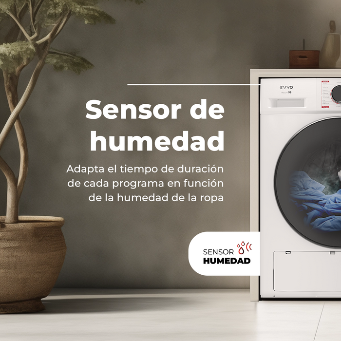 Uscător de rufe cu pompă de căldură Cecotec EVVO Nature S8, 8 kg, 16 programe, alb