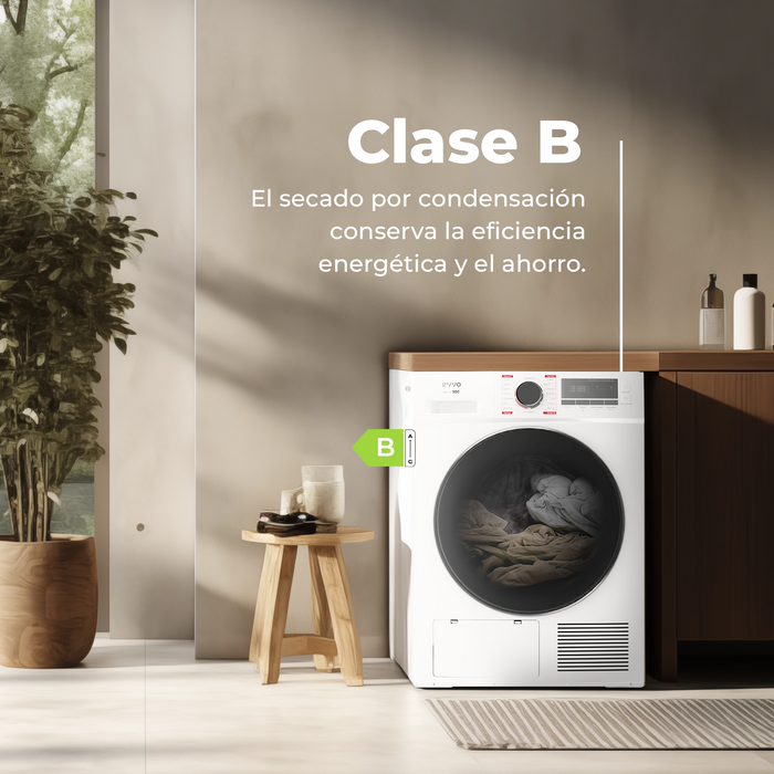 Uscător de rufe cu condensare Cecotec EVVO Nature S8CX, 8 kg, 16 programe, negru