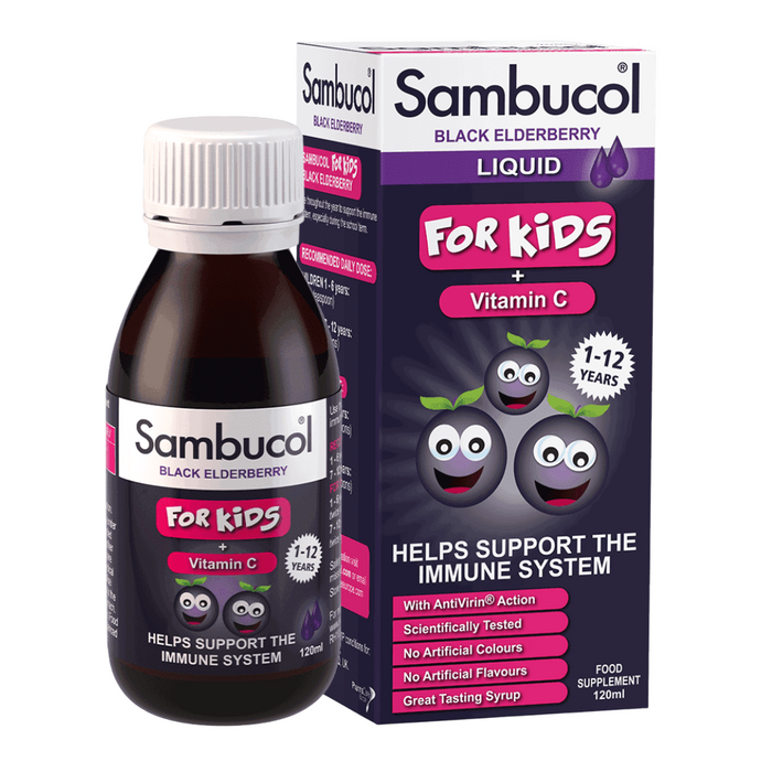 Sirop Sambucol Kids, cu soc negru și vitamina C, pentru copii 1–12 ani, 120 ml
