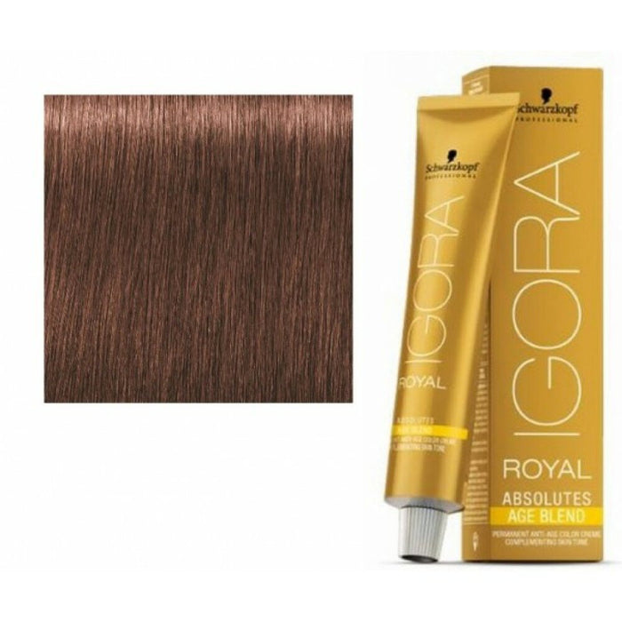 Vopsea permanentă de păr Schwarzkopf Professional Igora Royal Absolutes Age Blend, nuanța 6-580 Golden Red Chestnut, 60 ml