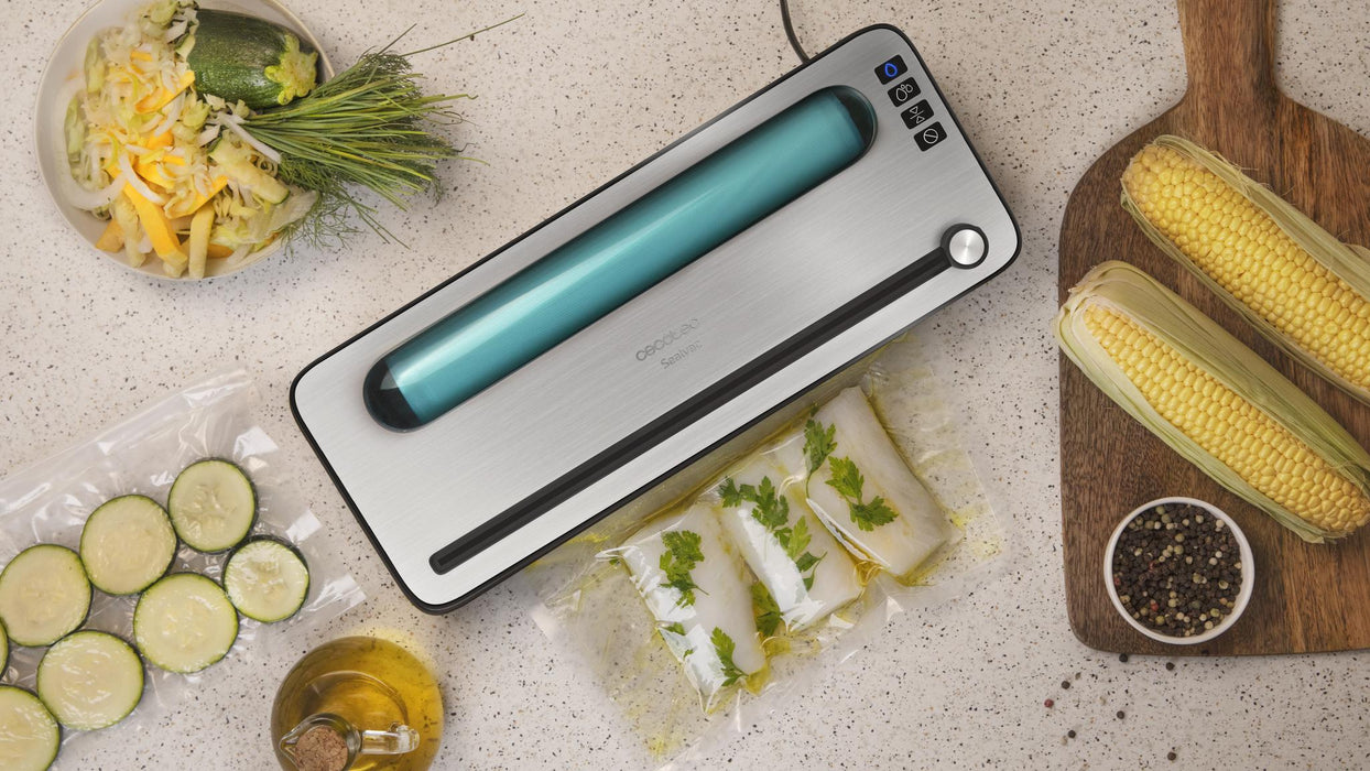 Aparat de vidat Cecotec SealVac 120 SteelCut, 120 W, presiune de vid 0,75 bar, inox