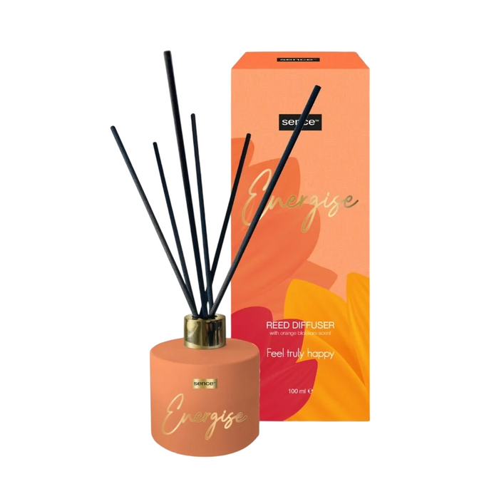 Difuzor de aromă cu bețișoare Sence Energise, parfum de flori de portocal, 100 ml