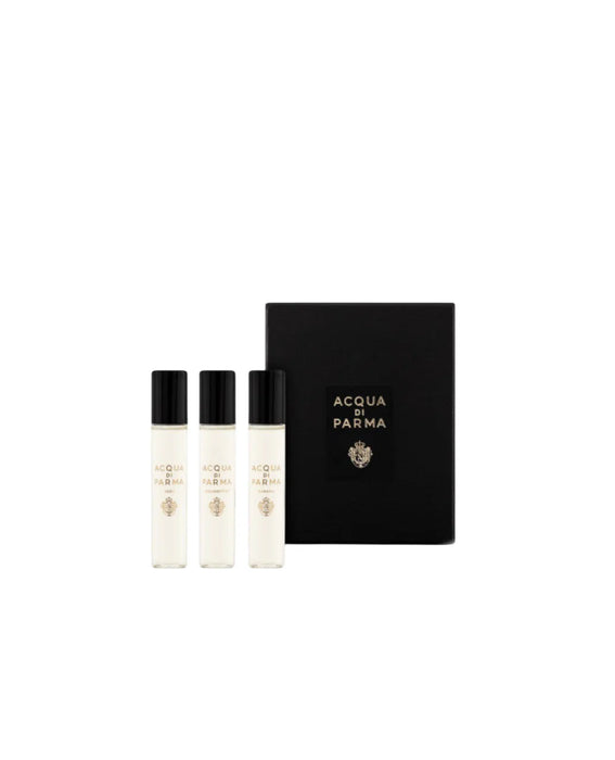 Set Acqua di Parma Signatures Of The Sun, apă de parfum Sakura + Yuzu + Osmanthus, unisex, 3 x 12 ml