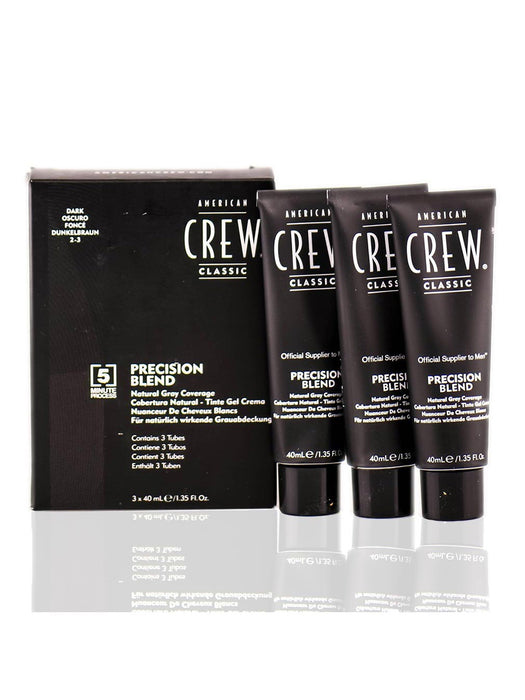 Set vopsea semipermanentă de păr American Crew Precision Blend, nuanța 2-3 Dark Brown, 3 x 40 ml