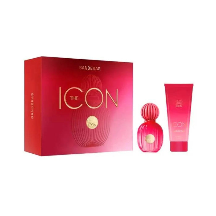 Set Antonio Banderas The Icon, pentru femei: apă de parfum 100 ml + lapte de corp hidratant 75 ml
