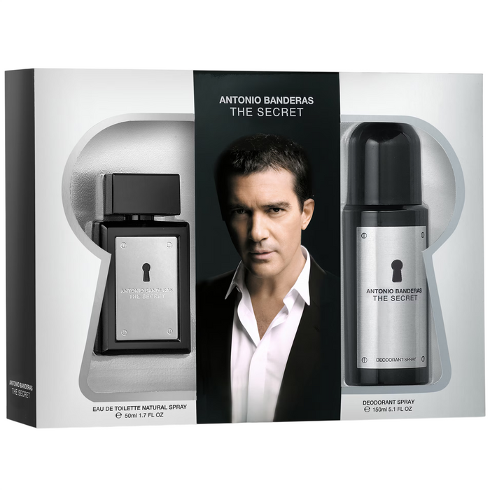 Set Antonio Banderas The Secret, pentru bărbați: apă de toaletă 50 ml + deodorant antiperspirant spray 150 ml