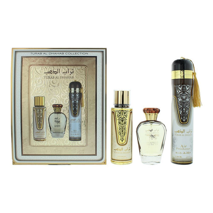 Set Ard Al Zaafaran Turab Al Dhahab, apă de parfum 100 ml + deodorant spray 250 ml + spray de cameră 300 ml