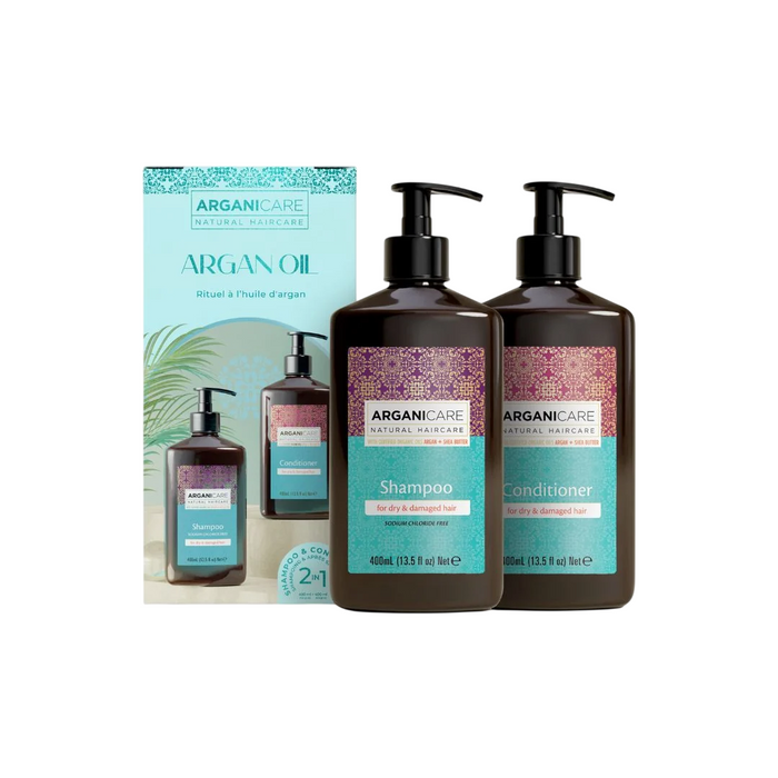 Set Arganicare Argan Oil & Shea Butter, șampon reparator și hidratant 400 ml + balsam reparator și hidratant 400 ml
