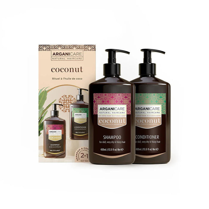 Set Arganicare Coconut: șampon hrănitor și hidratant 400 ml + balsam hidratant și hrănitor 400 ml