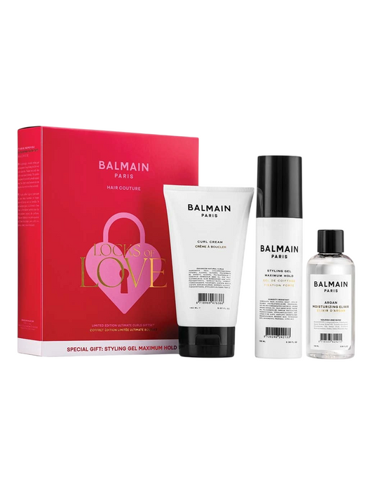 Set Balmain Professionnel Hair Styling Cream, fixare ușoară, 150 ml + gel cu Panthenol, fixare puternică, 100 ml + elixir cu argan, 100 ml