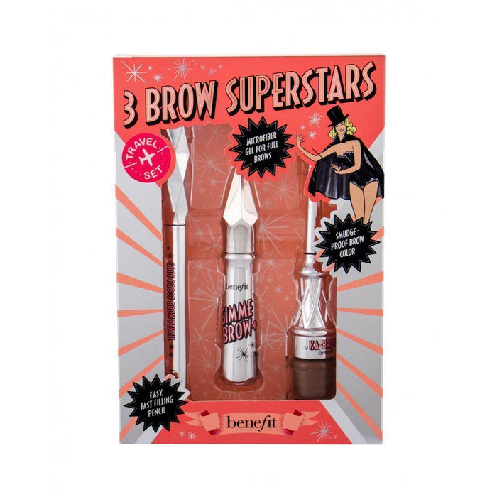 Set Benefit 3 Brow Superstars, creion pentru sprâncene 03 + 2 geluri transparente, 0,17 g + 3 g + 1,5 g
