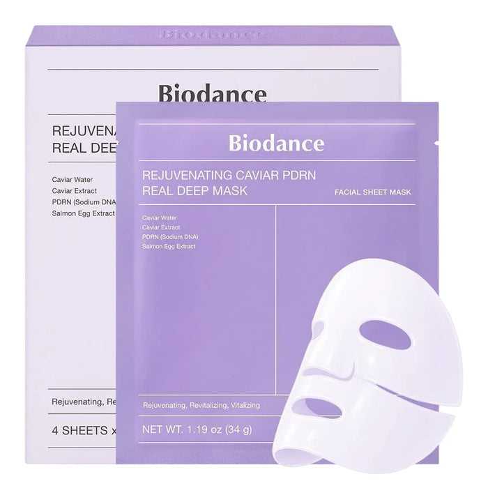 Set măști faciale Biodance Caviar PDRN, cu efect reîntineritor, 4 buc. x 34 g