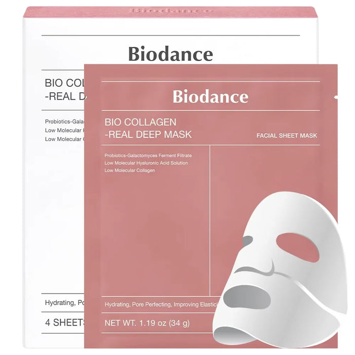 Set de măști faciale Biodance Bio Collagen-Real Deep Mask, pentru minimizarea porilor, 4 buc, 34 g