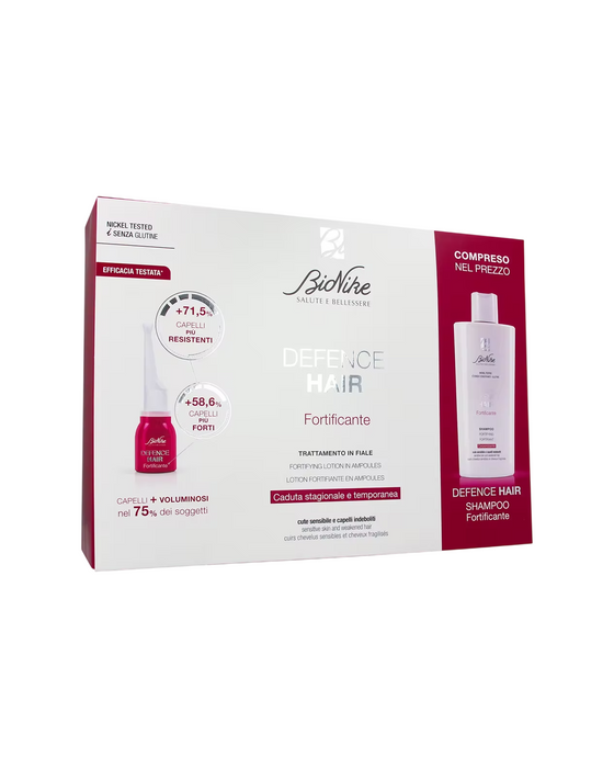 Set BioNike Defence Hair, șampon fortifiant 200 ml + ser fortifiant pentru scalp, 21 x 6 ml