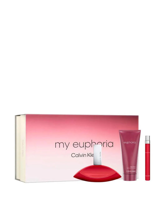 Set Calvin Klein My Euphoria, pentru femei: apă de parfum 100 ml + apă de parfum 10 ml + loțiune de corp hidratantă 100 ml