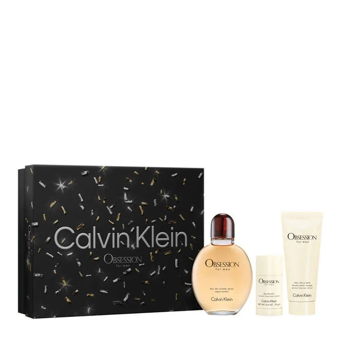 Set Calvin Klein Obsession, pentru bărbați: apă de toaletă 125 ml + balsam after-shave 100 ml + deodorant stick 75 g