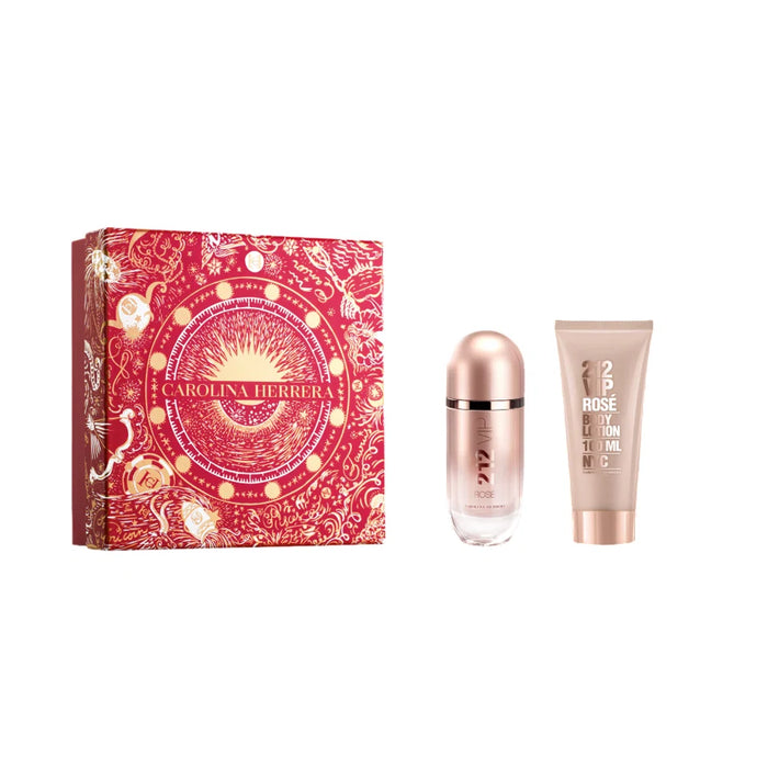 Set Carolina Herrera 212 VIP Rose, pentru femei: apă de parfum 80 ml + loțiune de corp hidratantă 100 ml