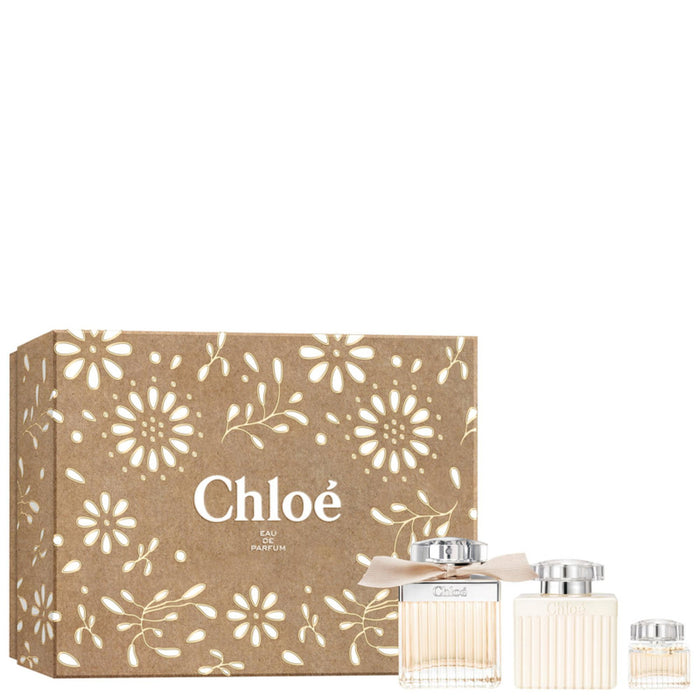 Set Chloe, apă de parfum 75 ml + miniatură apă de parfum 5 ml + lapte de corp 100 ml, pentru femei