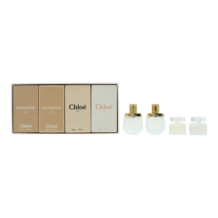 Set Chloe: Chloe apă de parfum + Rose Tangerine apă de toaletă + Nomade apă de parfum + Nomade apă de toaletă, miniaturi, 4 x 5 ml, pentru femei