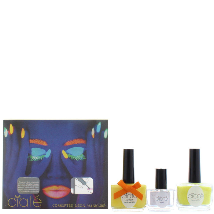 Set de ojă Ciate London Paint Pot Top Coat Black Light 5 ml + ojă Neon Glitter 10 g + ojă Neon Orange 13,5 ml