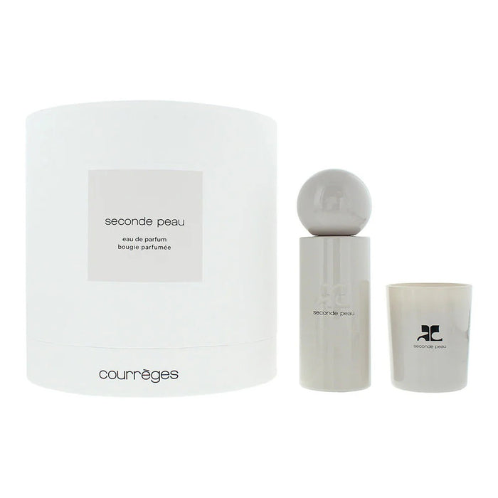 Set Courreges Seconde Peau, unisex: apă de parfum 100 ml + lumânare parfumată 75 g