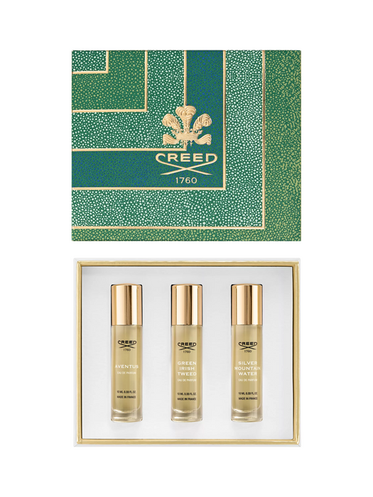 Set Creed Aventus, pentru bărbați: apă de parfum 10 ml + Green Irish Tweed 10 ml + Silver Mountain Water 10 ml