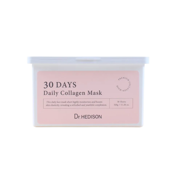 Mască facială Dr. Hedison 30 Days Daily Collagen, vegană, hidratare intensă, 30 buc, 320 g