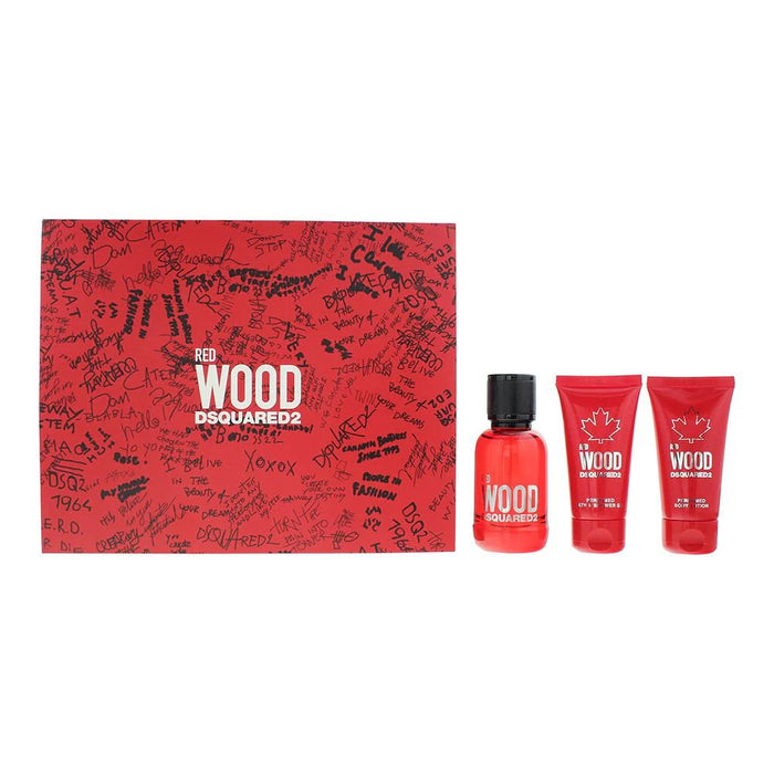 Set Dsquared 2 Red Wood, pentru femei: apă de toaletă 50 ml + gel de duș și șampon 2 în 1 50 ml + lapte de corp 50 ml