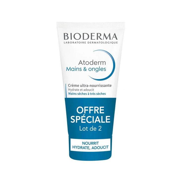 Set cremă pentru mâini Bioderma Atoderm Mains & ongles, hidratantă, pentru mâini foarte uscate, 2 x 50 ml
