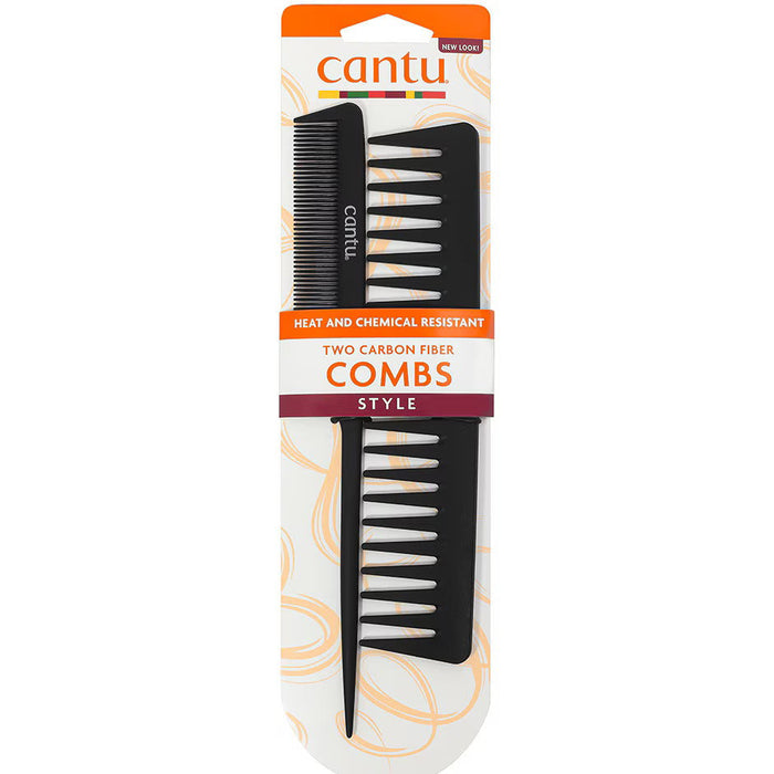 Set de piepteni pentru păr Cantu Style, din fibră de carbon, rezistenți la căldură și substanțe chimice, negri, 2 buc.