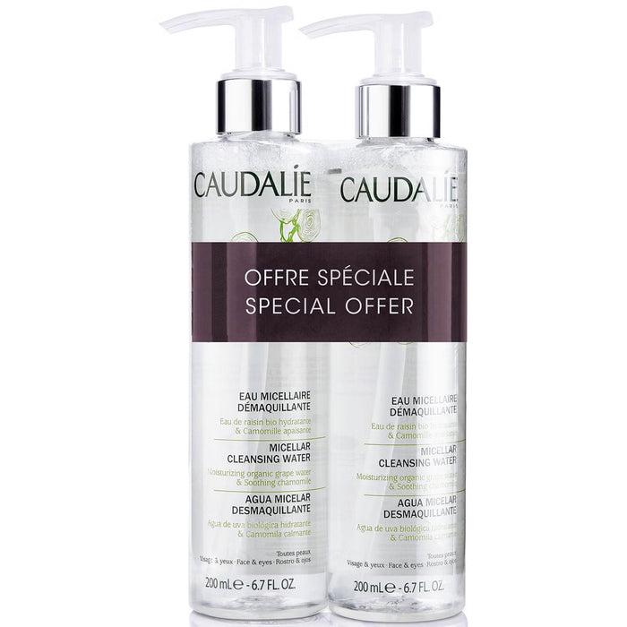 Set apă micelară Caudalie, pentru toate tipurile de piele, 2 x 200 ml