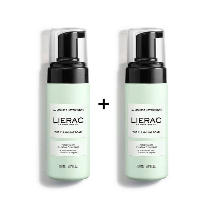 Set spumă de curățare Lierac, Complex prebiotic, purifiant, 2 x 150 ml