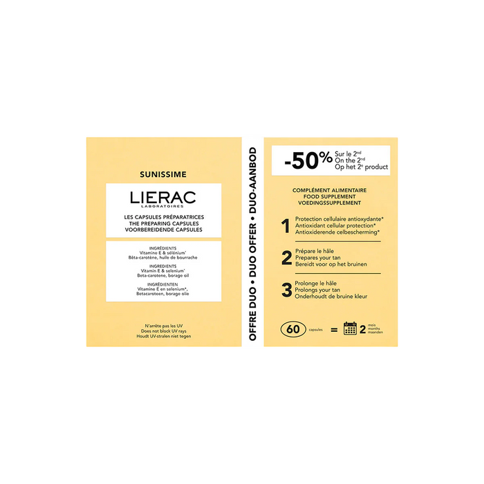Capsule Lierac Sunissime Enhance & Prolong Tan, supliment alimentar, 60 buc