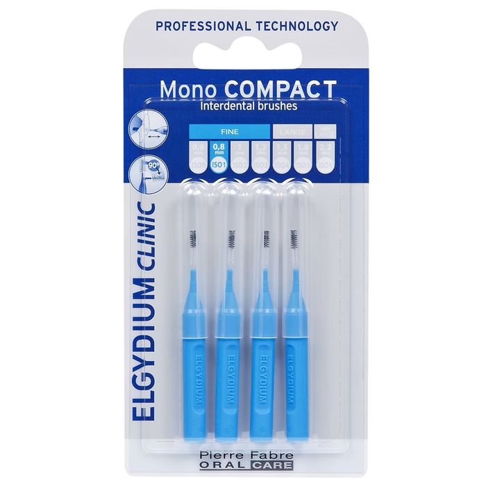 Periuță interdentară Elgydium Mono Compact, 0,8 mm, albastră, 4 buc