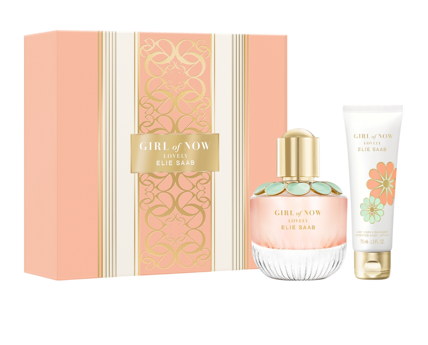Set Elie Saab Girl Of Now Lovely, pentru femei: apă de parfum 50 ml + lapte de corp 75 ml