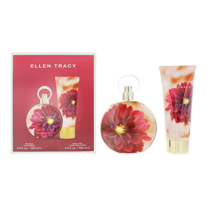Set Ellen Tracy Dream Florals Red Dahlia, pentru femei: apă de parfum 100 ml + loțiune de corp 100 ml