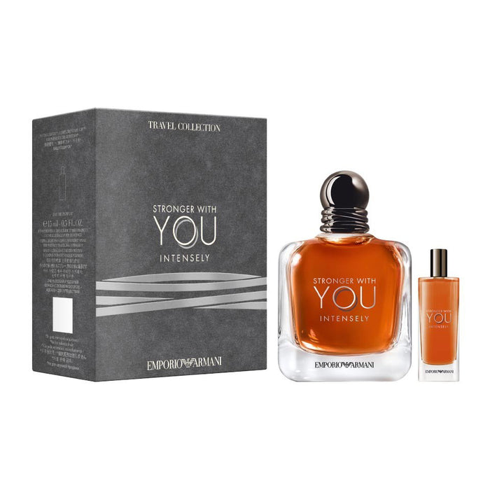 Set Emporio Armani Stronger With You Intensely, apă de parfum pentru bărbați, 100 ml + 15 ml
