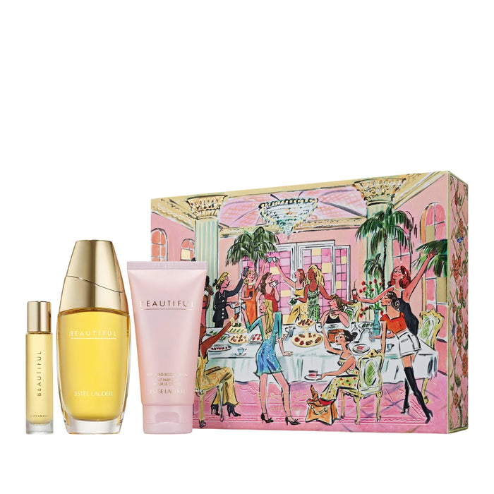 Set Estee Lauder Beautiful, pentru femei: apă de parfum 75 ml + miniatură apă de parfum 10 ml + loțiune de corp hidratantă 75 ml