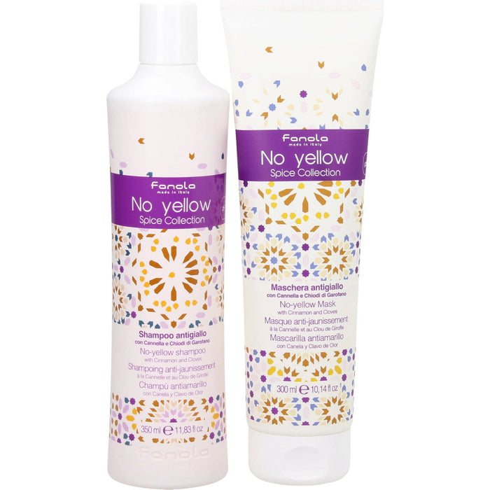 Set șampon Fanola No Yellow Spice Collection + mască de păr, pentru neutralizarea tonurilor galbene, 350 ml + 300 ml