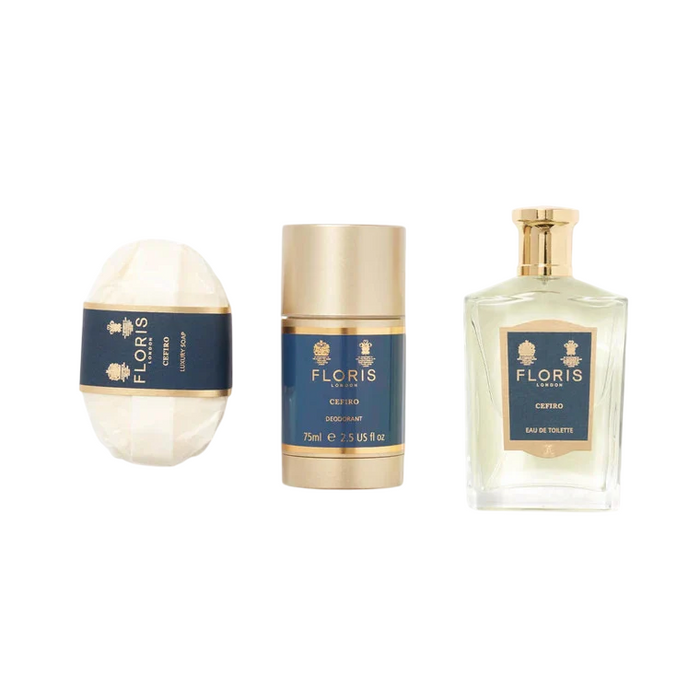 Set Floris Of London Cefiro, unisex: apă de toaletă 100 ml + săpun parfumat 100 g + deodorant antiperspirant stick 75 g