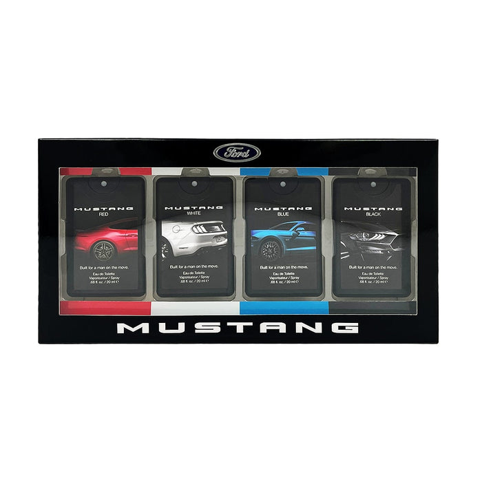 Set Ford Mustang Red + Mustang White + Mustang Blue + Mustang Black, ape de toaletă pentru bărbați, 4 x 20 ml