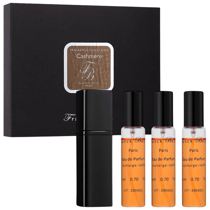 Set Franck Boclet Cashmere, unisex: apă de parfum 20 ml + 3 rezerve de 20 ml
